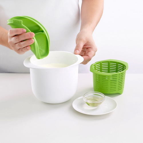 Color Verde y Blanco alimentación Saludable Kit para Hacer Queso en microondas Kitchen Craft 
